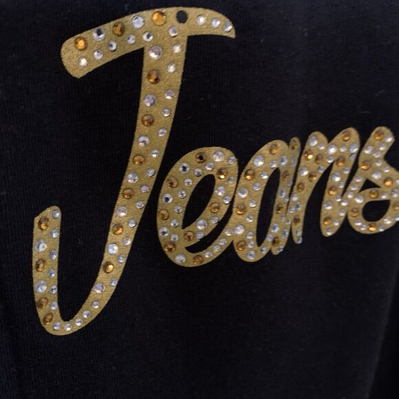 Guess Jeans Hoodie Women's X-Large Full Zip Rhinestone Embellished Spell Out - Picture 6 of 9